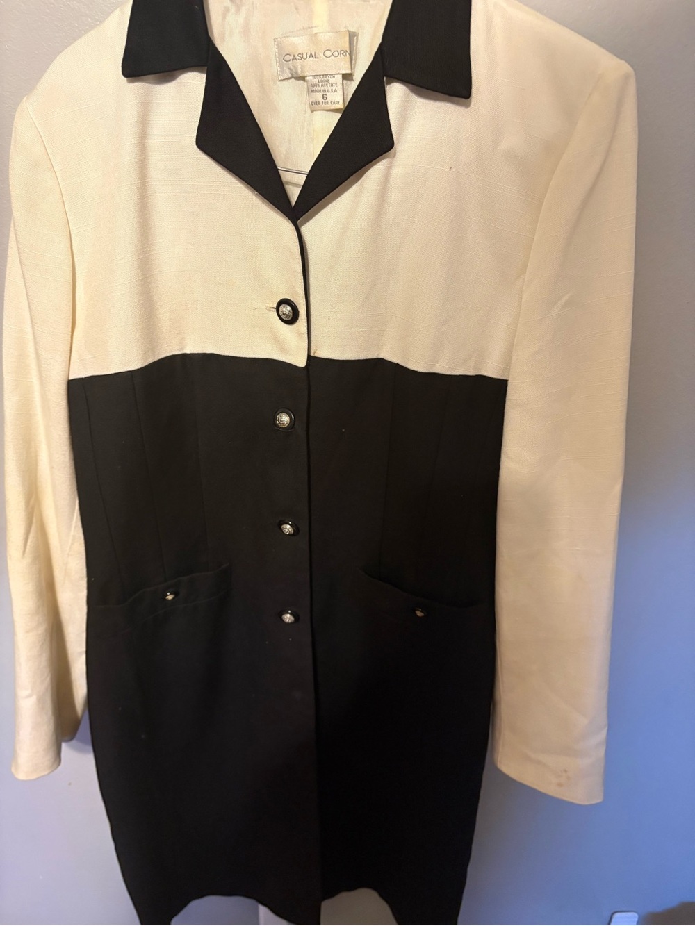 Casual Corner Two-Tone Black and White Blazer Jacket